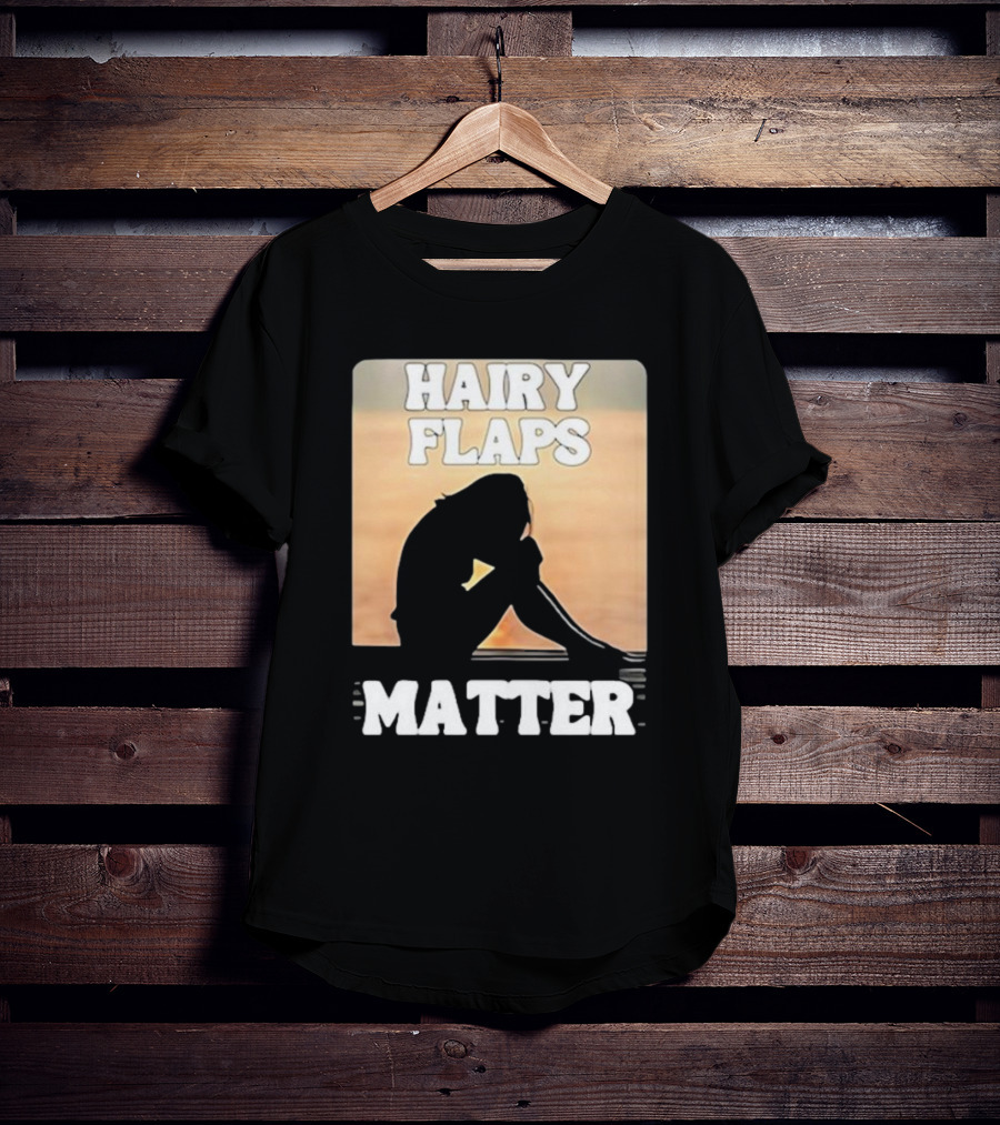 Hairy Flaps Matter Silhouette On Beach Background T-Shirt
