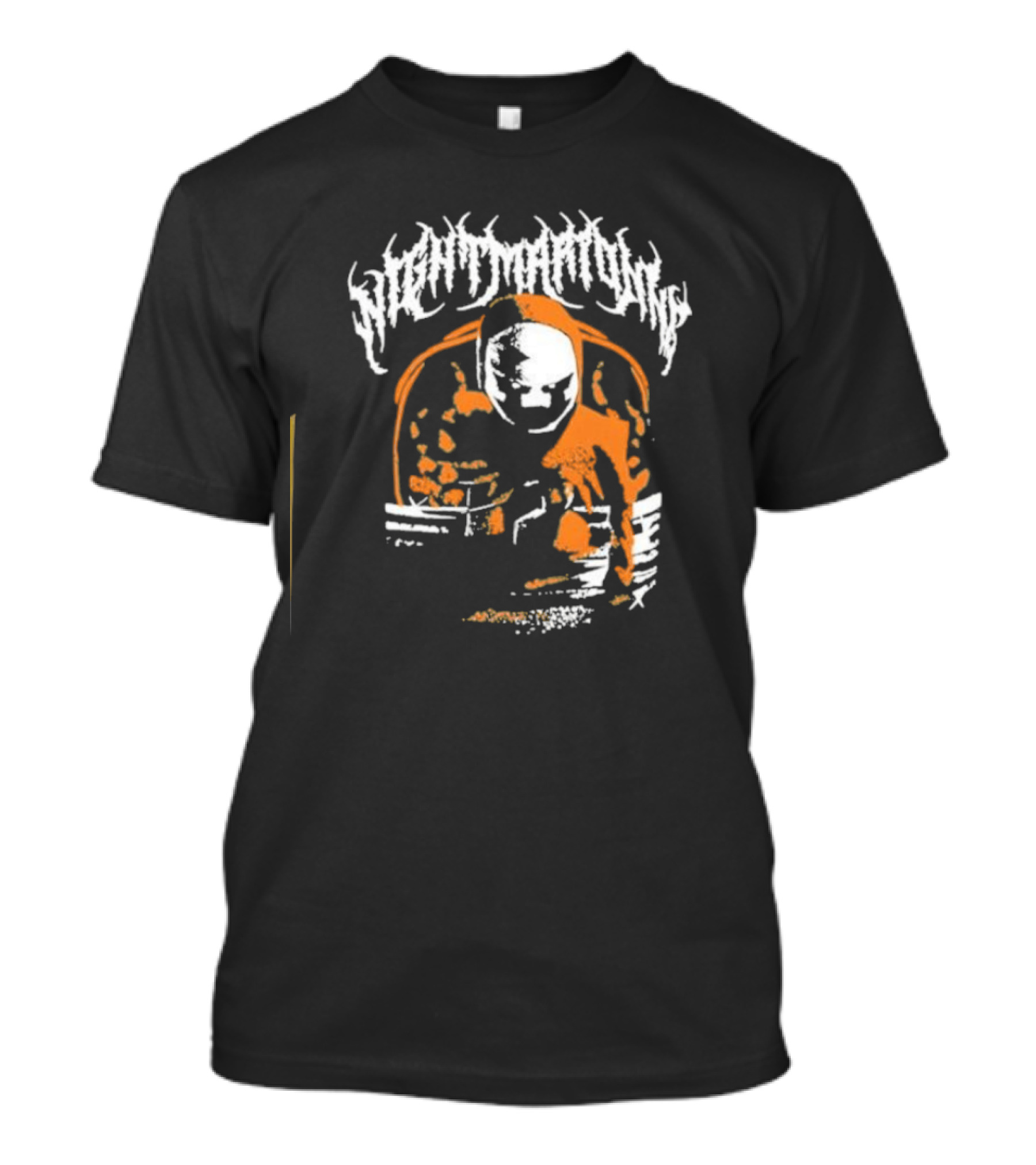Nightmarionne Horror Puppet Creepy Mask Orange Black T-Shirt