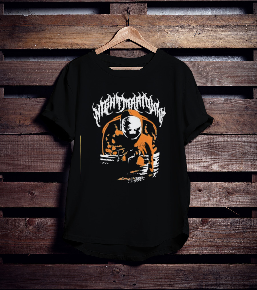 Nightmarionne Horror Puppet Creepy Mask Orange Black T-Shirt
