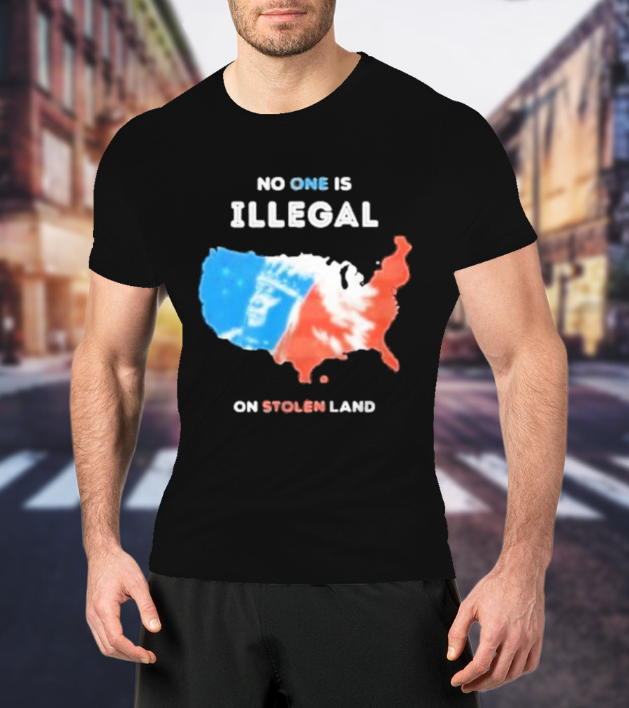 NO ONE IS ILLEGAL ON STOLEN LAND Indigenous Map T-Shirt