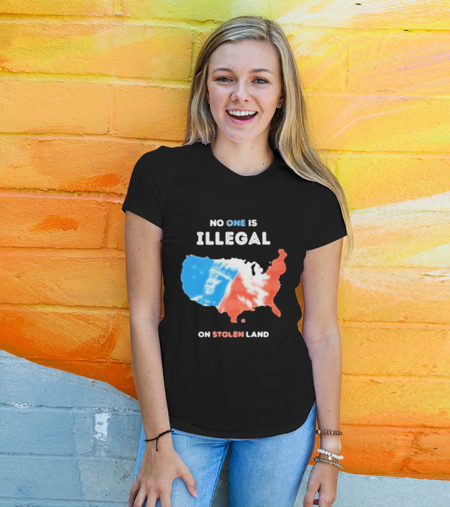 NO ONE IS ILLEGAL ON STOLEN LAND Indigenous Map T-Shirt