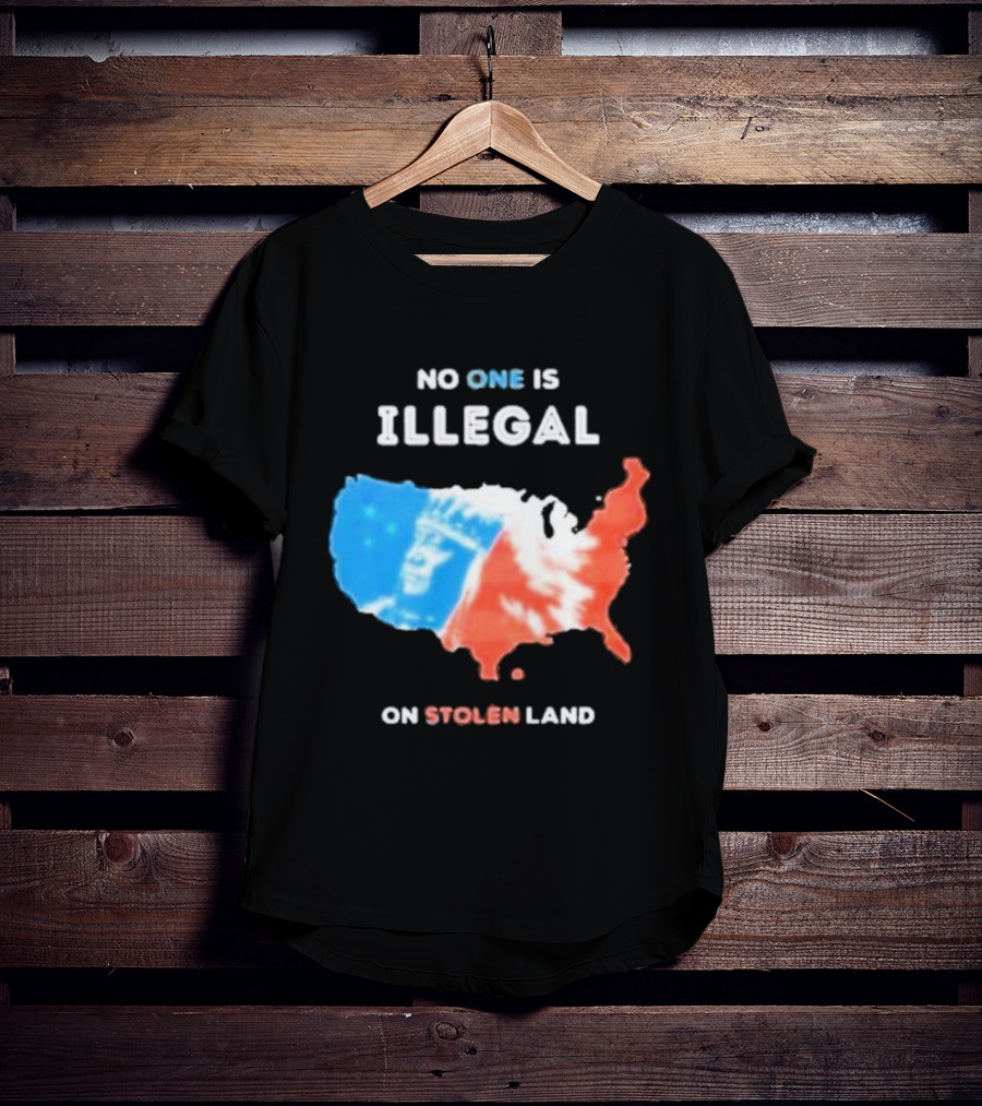 NO ONE IS ILLEGAL ON STOLEN LAND Indigenous Map T-Shirt