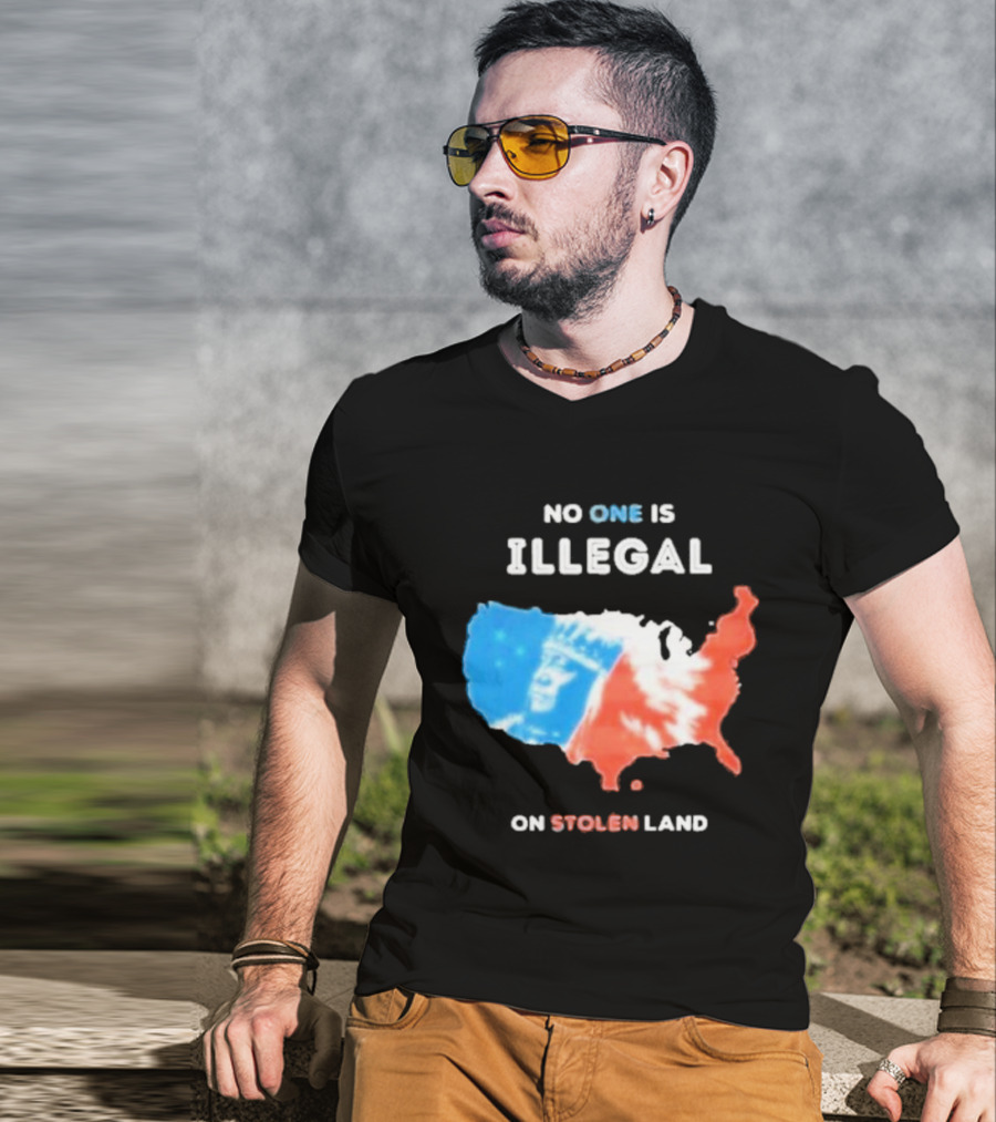 NO ONE IS ILLEGAL ON STOLEN LAND Indigenous Map T-Shirt