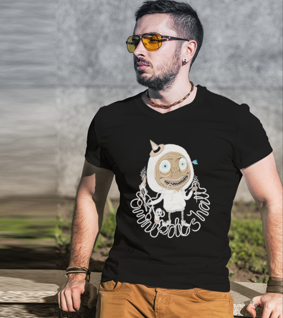Omnipollos Shast Mr Teeth Alien Mask And Wand Character T-Shirt