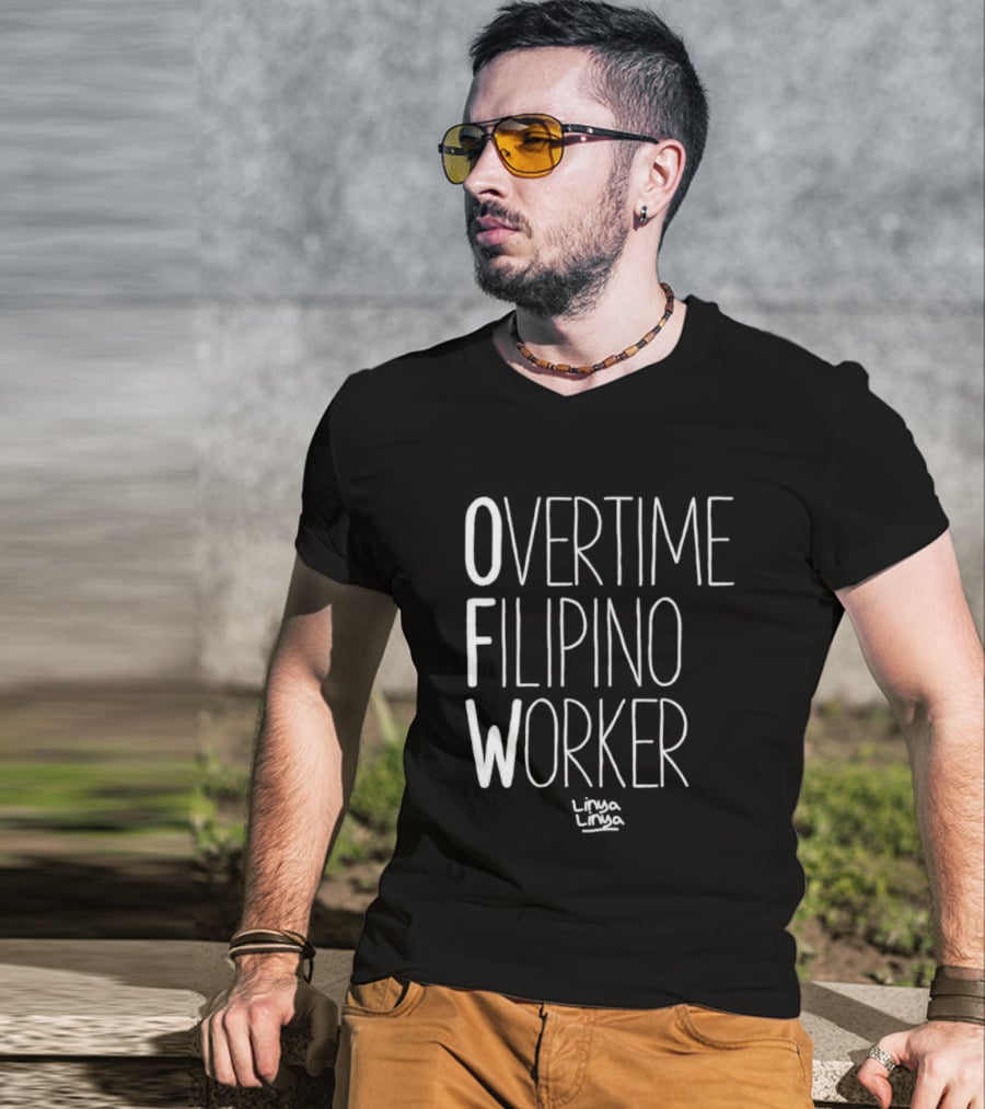 Overtime Filipino Worker Linya Linya T-Shirt