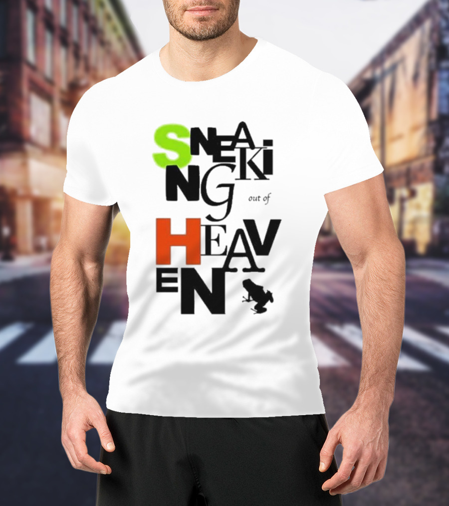 Sneaking Out Of Heaven Frog In Neon And Orange Letters T-Shirt