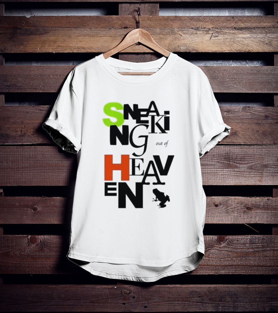 Sneaking Out Of Heaven Frog In Neon And Orange Letters T-Shirt