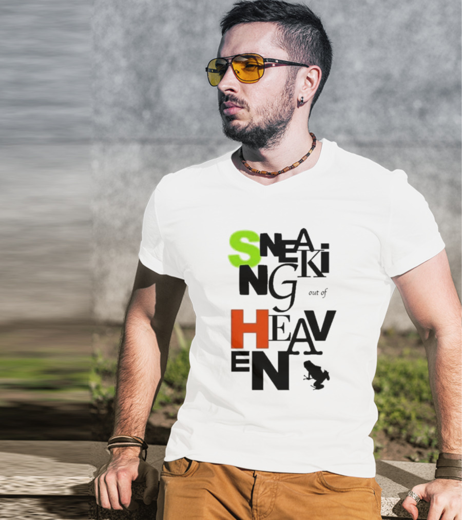 Sneaking Out Of Heaven Frog In Neon And Orange Letters T-Shirt