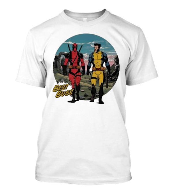 The Streamr Nerdriot Best Bubs Deadpool Wolverine Walking Scene T-Shirt