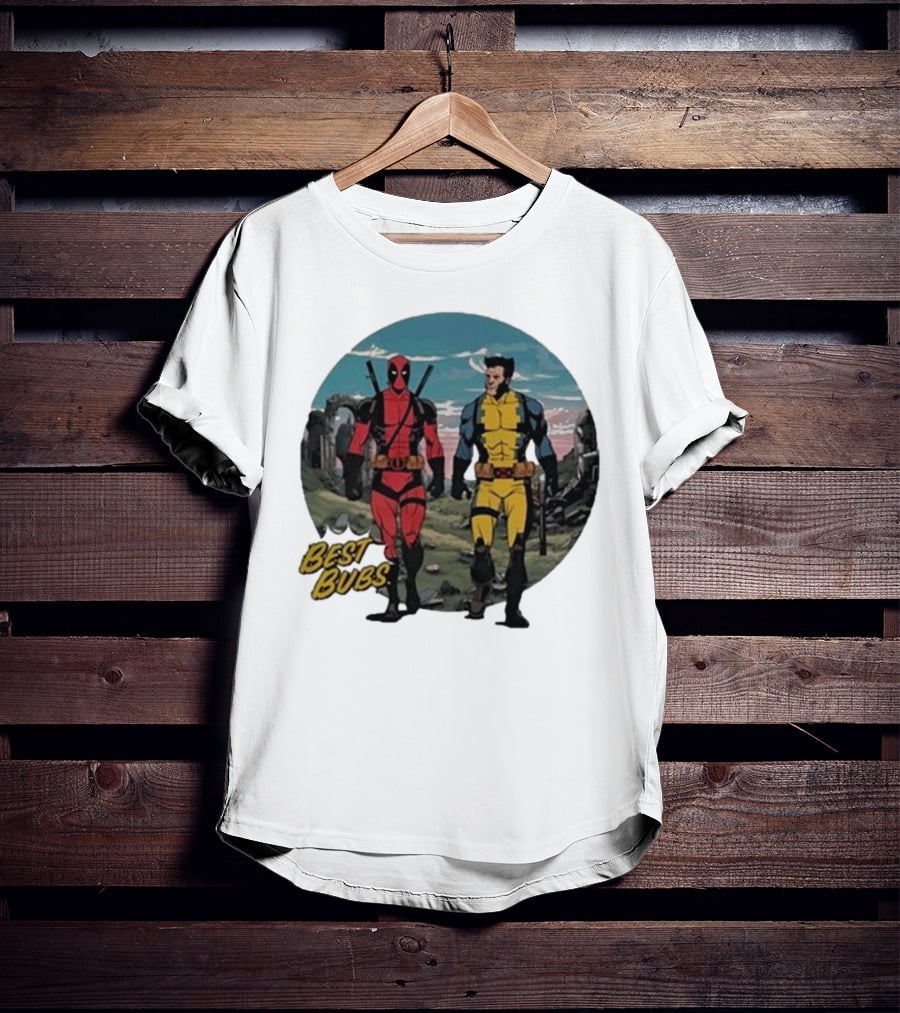 The Streamr Nerdriot Best Bubs Deadpool Wolverine Walking Scene T-Shirt