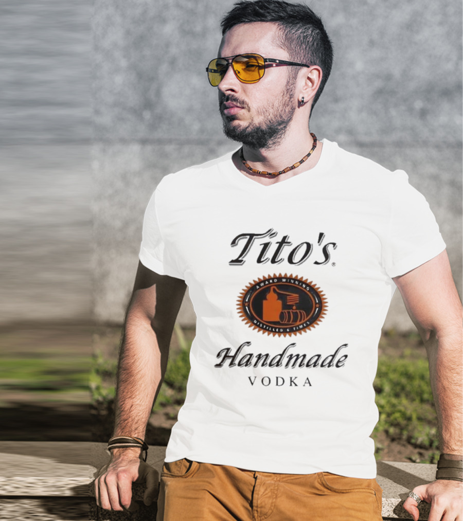 Tito's Handmade Vodka Austin Texas Distillers Label T-Shirt