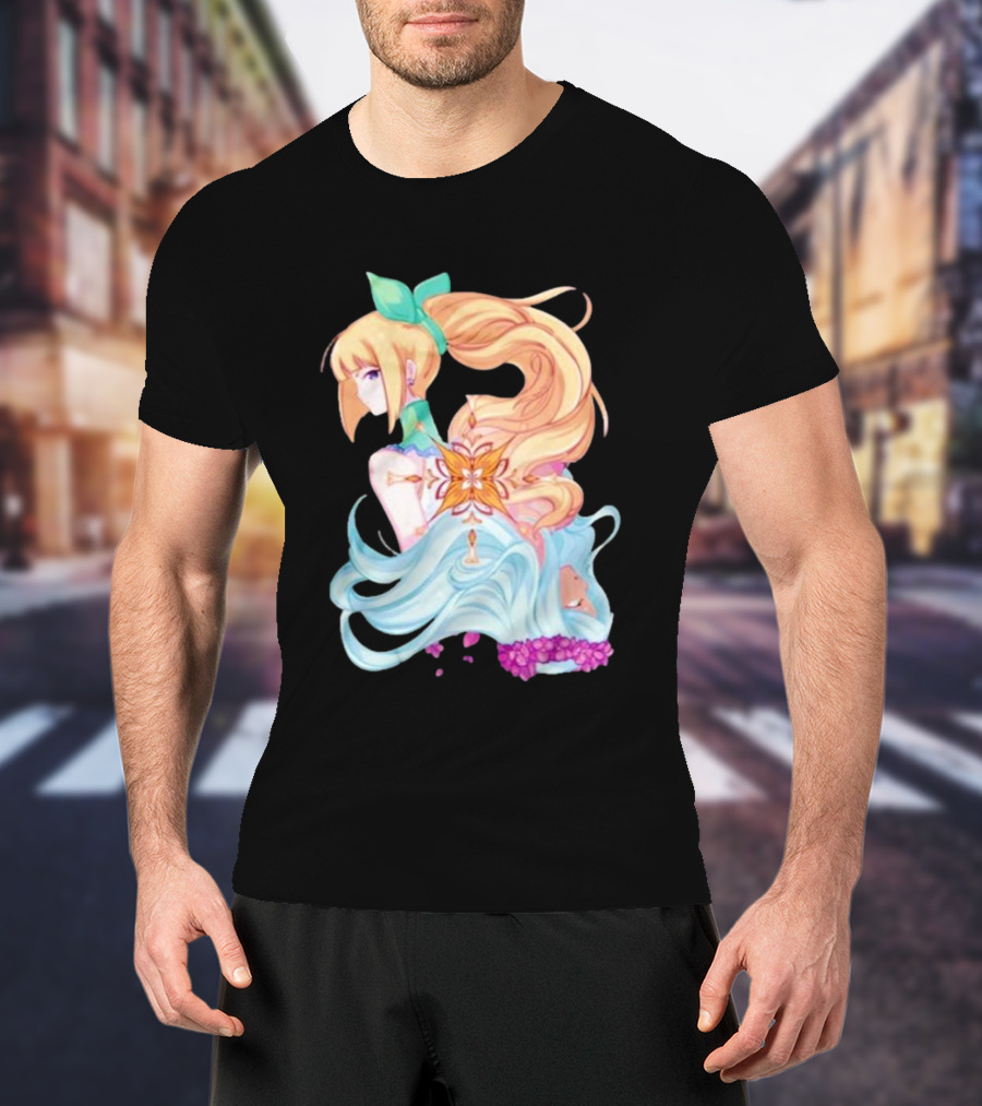 Virgo Versus The Zodiac Anime Illustration With Pastel Colors And Floral Elements T-Shirt