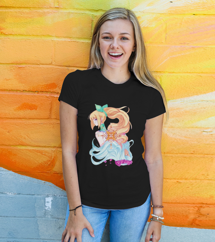 Virgo Versus The Zodiac Anime Illustration With Pastel Colors And Floral Elements T-Shirt