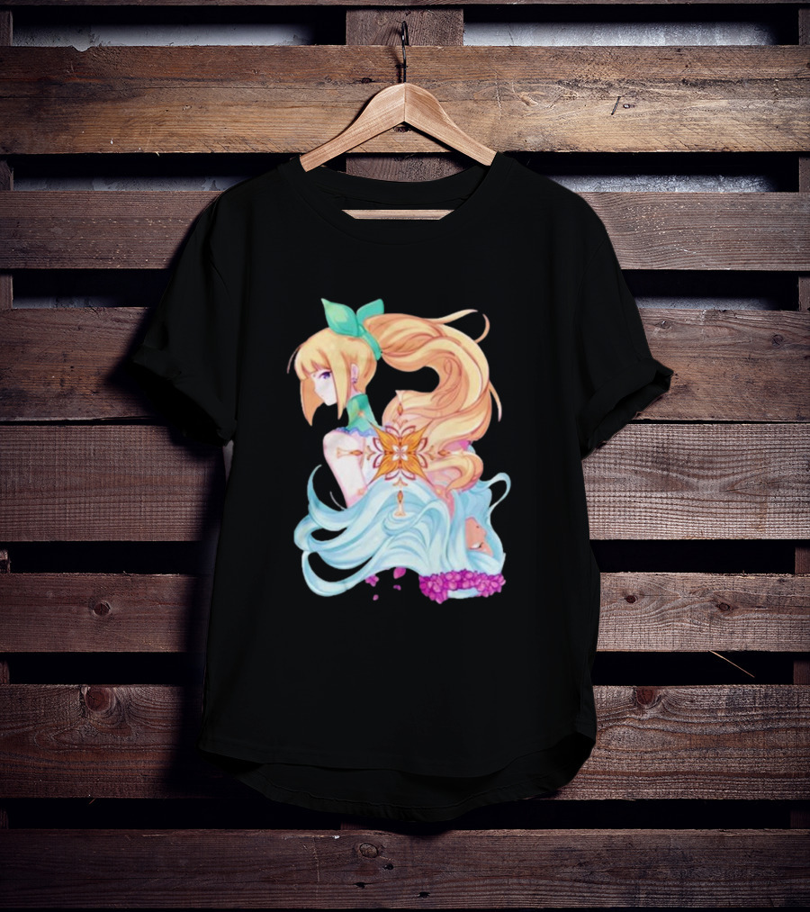 Virgo Versus The Zodiac Anime Illustration With Pastel Colors And Floral Elements T-Shirt