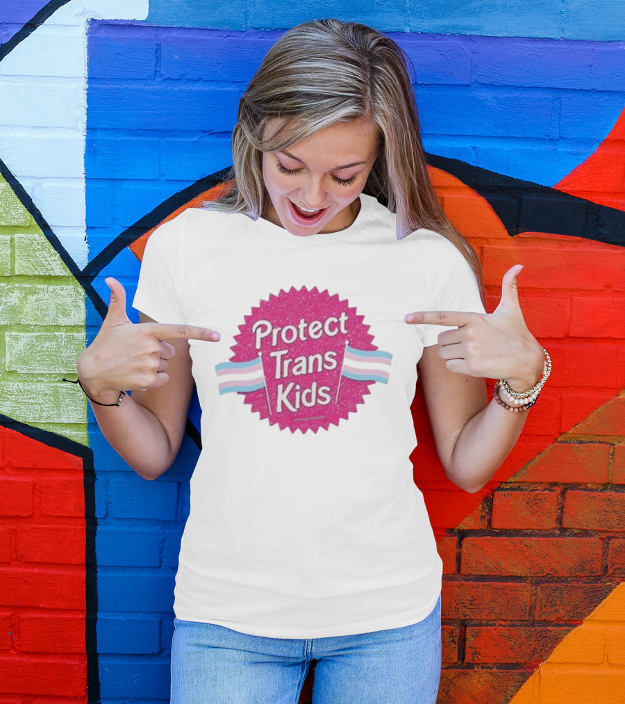 Protect Trans Kids Megamikoart Transgender Flag Pride T-Shirt