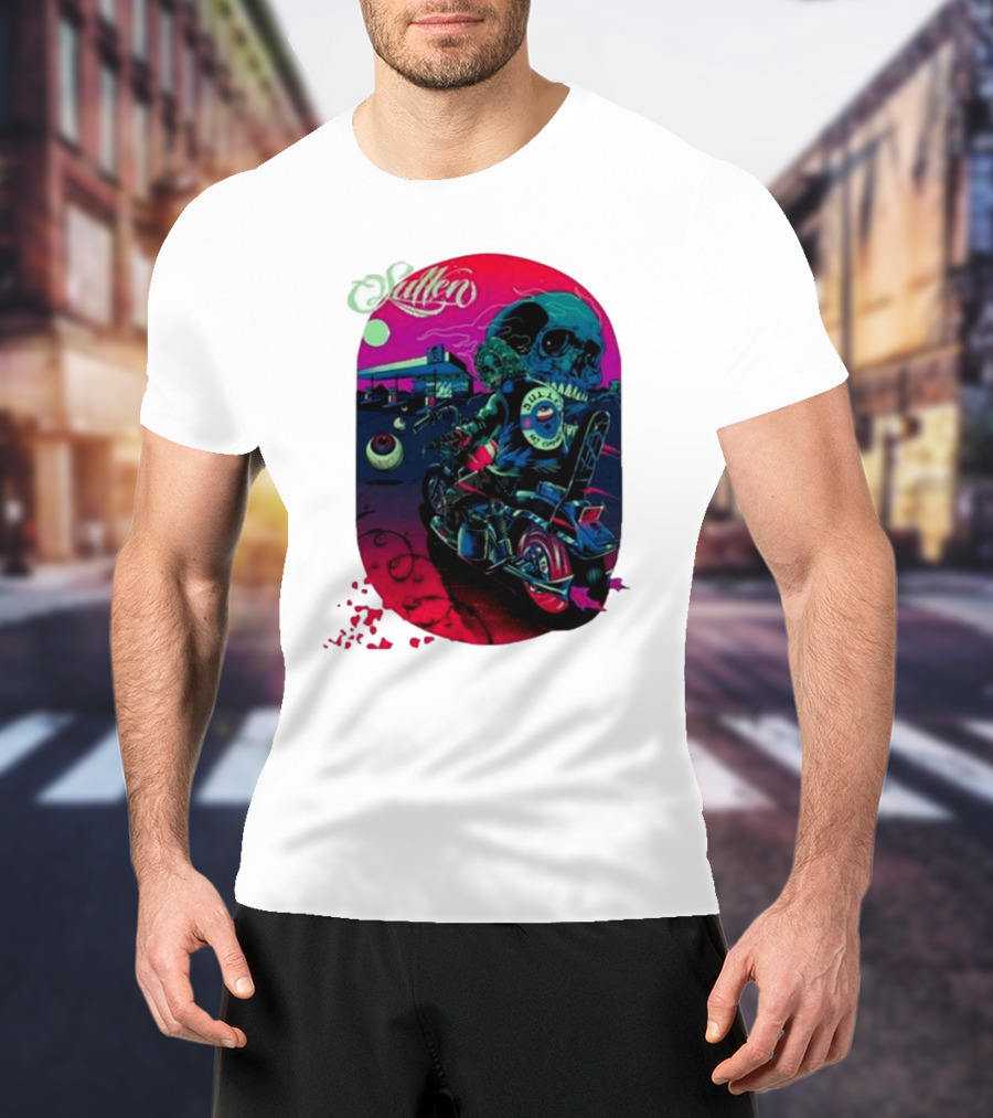 Tkslowskill Sullen Skull Rider Neon Vibes T-Shirt