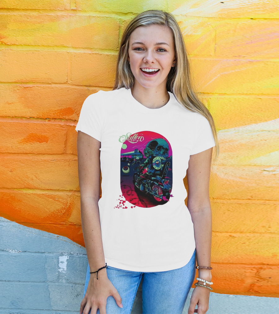 Tkslowskill Sullen Skull Rider Neon Vibes T-Shirt