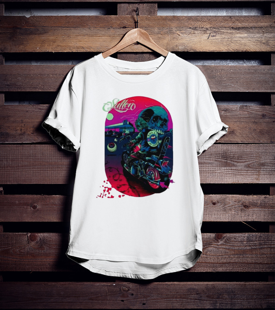 Tkslowskill Sullen Skull Rider Neon Vibes T-Shirt