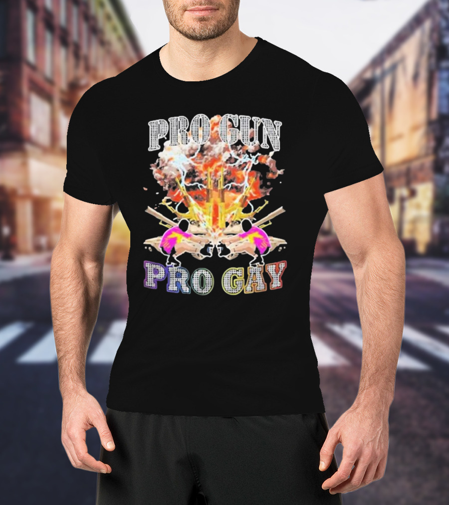 Pro Gun Pro Gay Explosion Duality T-Shirt