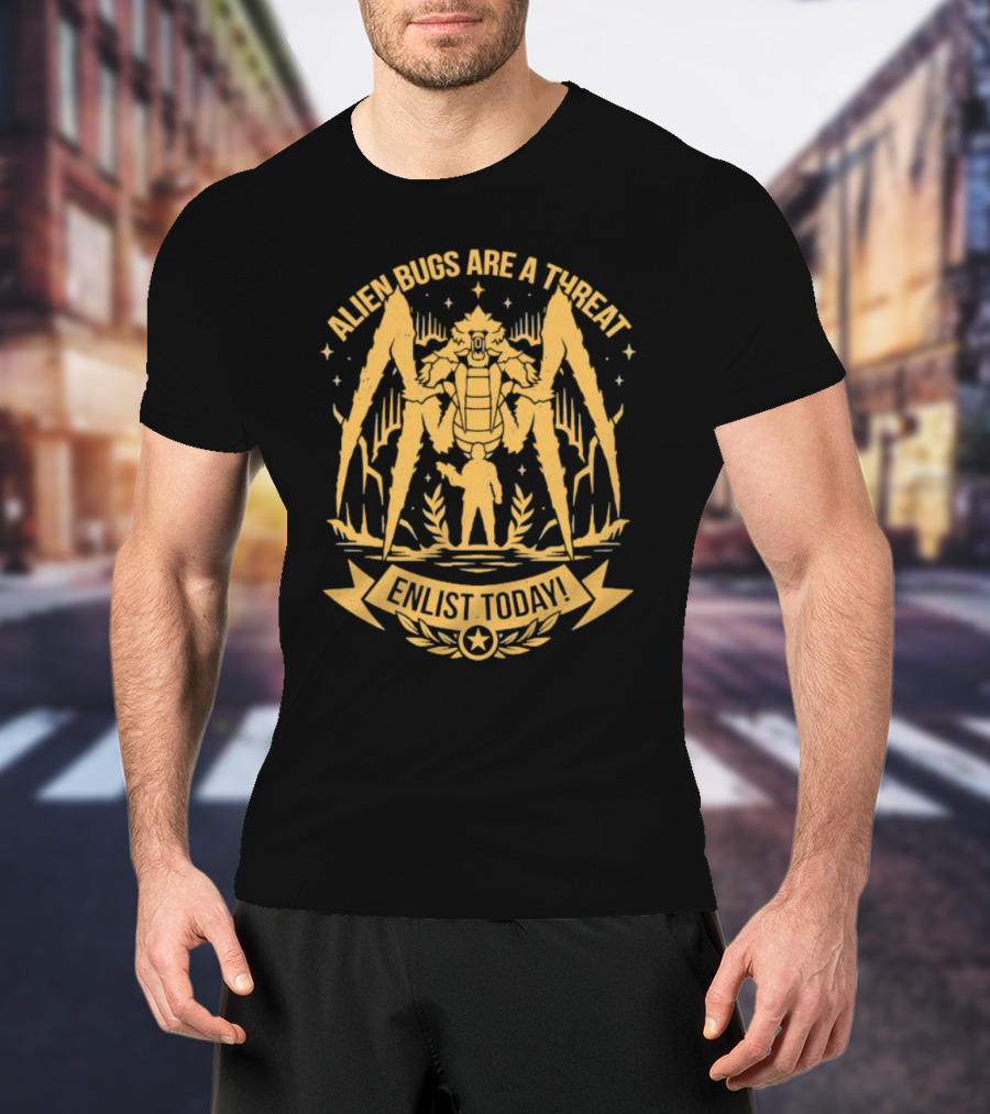 Alien Bugs Are A Threat Enlist Today Against Giant Monster Spider T-Shirt