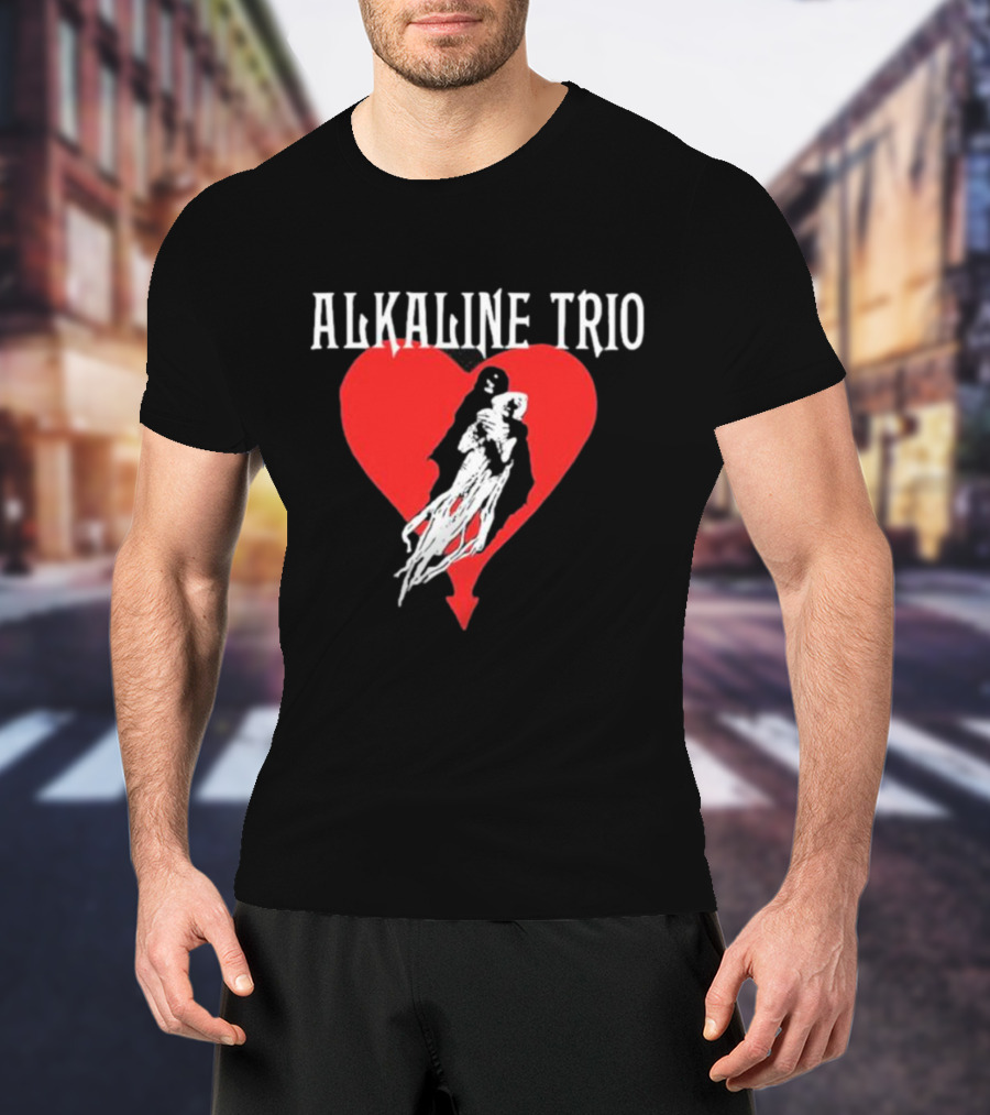 Alkaline Trio Heart Swept Cloaked Figure And Red Heart T-Shirt