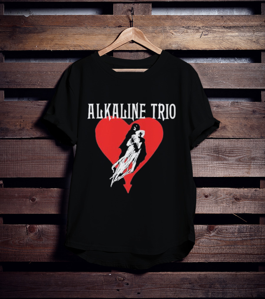 Alkaline Trio Heart Swept Cloaked Figure And Red Heart T-Shirt