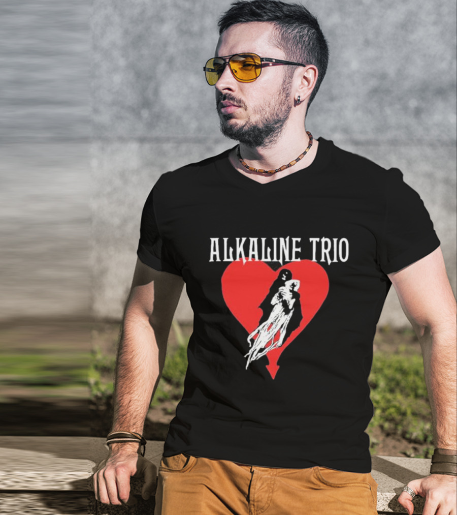 Alkaline Trio Heart Swept Cloaked Figure And Red Heart T-Shirt