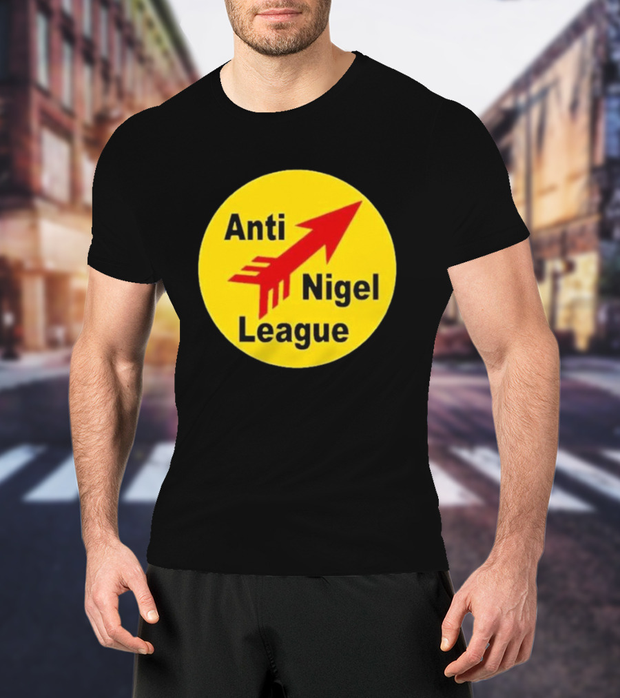 Anti Nigel League Red Arrow Emblem Yellow Circle T-Shirt