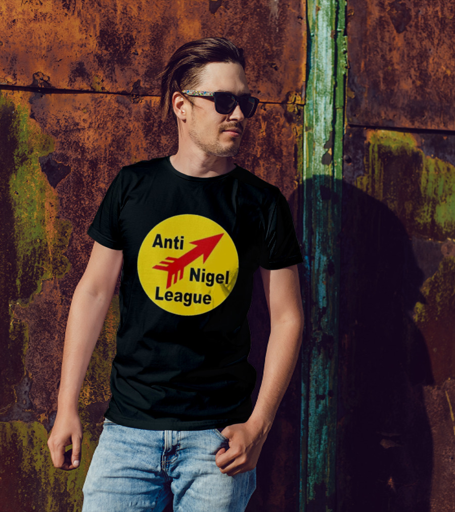 Anti Nigel League Red Arrow Emblem Yellow Circle T-Shirt