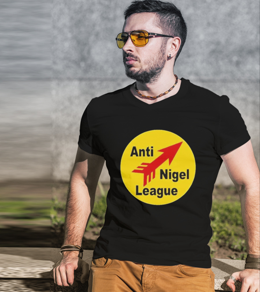 Anti Nigel League Red Arrow Emblem Yellow Circle T-Shirt