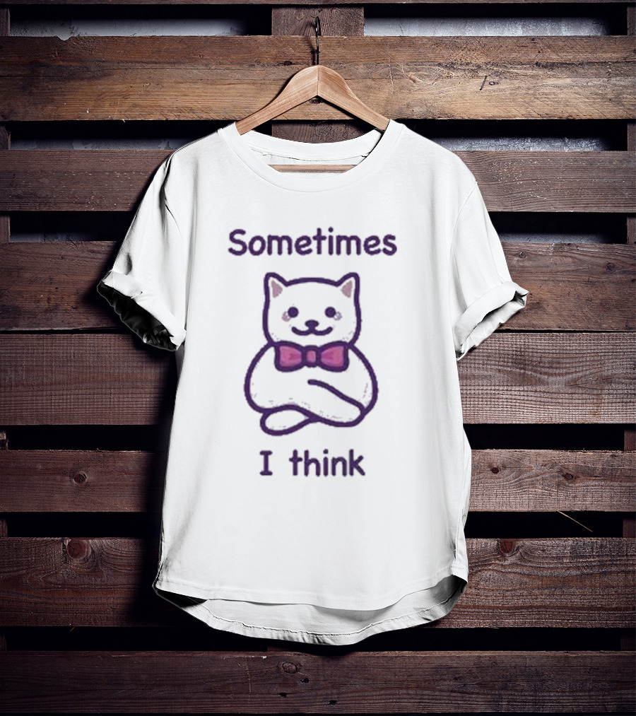 Cat Sometimes I Think Bow Tie Cartoon Purple T-Shirt