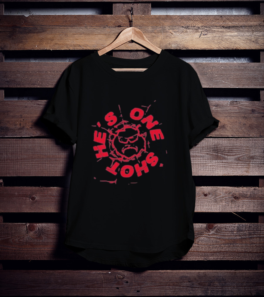 Dr Disrespect He's One Shot Cracked Red Text And Iconic Face T-Shirt