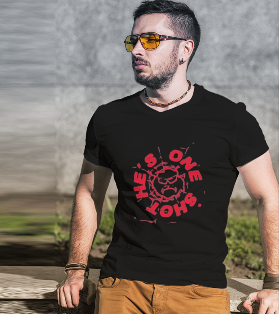 Dr Disrespect He's One Shot Cracked Red Text And Iconic Face T-Shirt