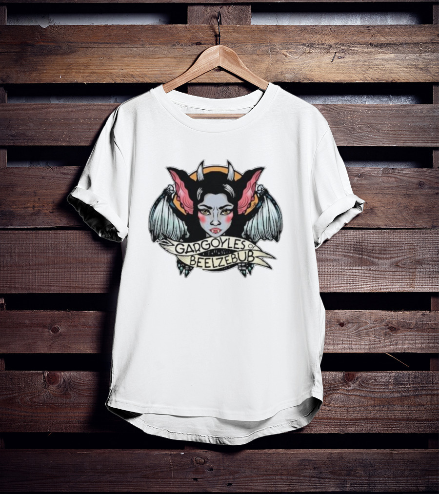 Gargoyles Of Beelzebub Gothic Demon Woman With Wings And Horns T-Shirt
