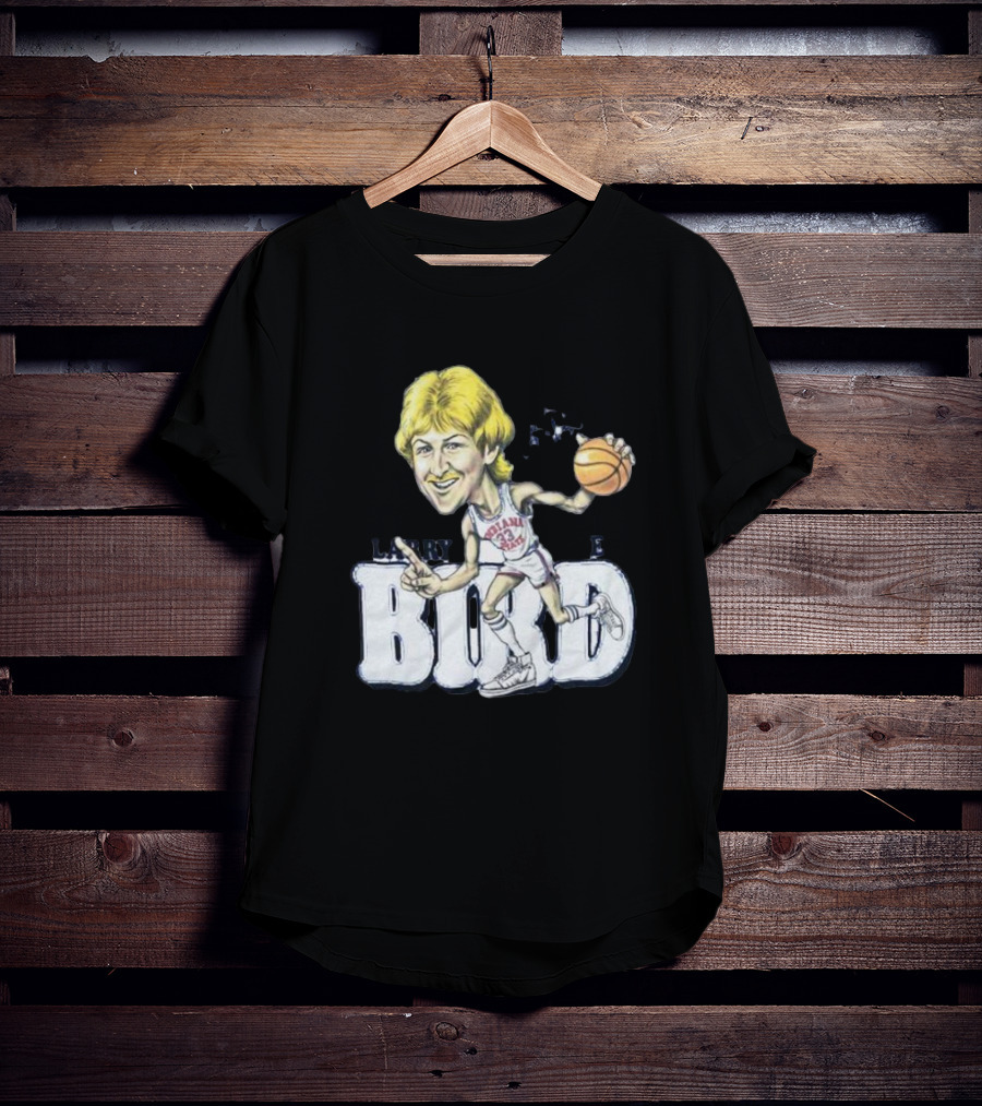 Larry Bird Indiana State Basketball Caricature Signature T-Shirt