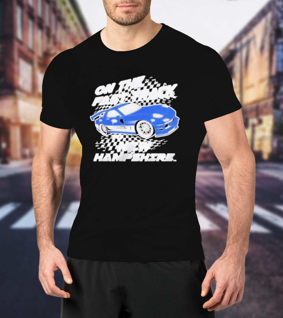 On The Fast Track New Hampshire Wildcats Racing Car T-Shirt