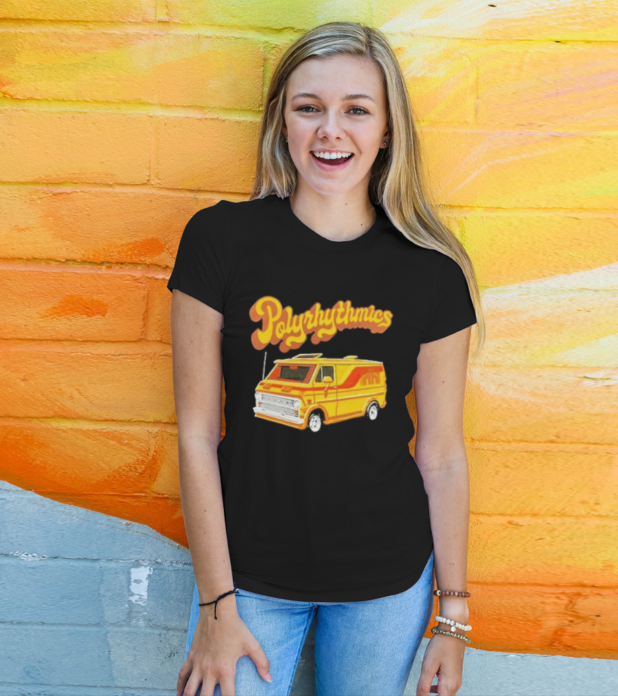 Polyrhythmics Bright Yellow Van With Retro Red Stripes T-Shirt