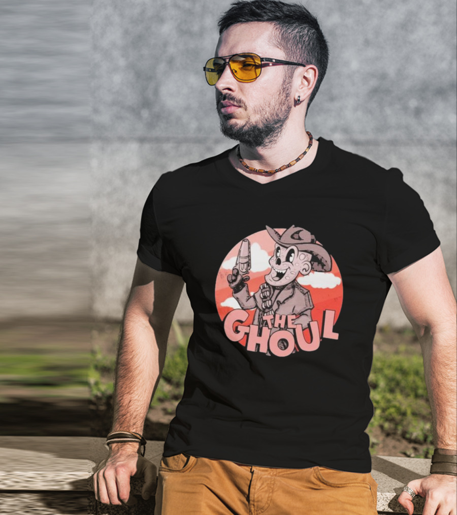 The Ghoul Rubber Hose Style Cowboy Character With Gun In Hand T-Shirt