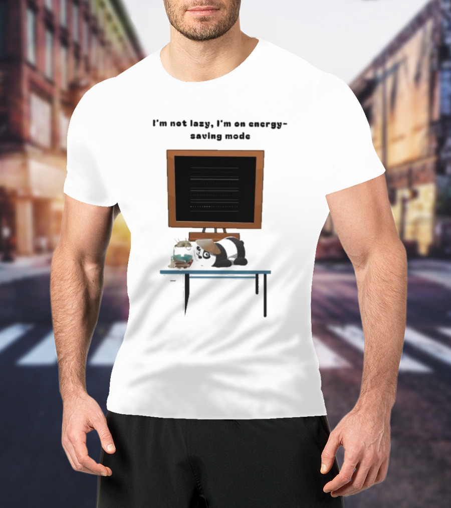 I’m Not Lazy I’m On Energy Saving Mode Cat Relaxing By Television T-Shirt