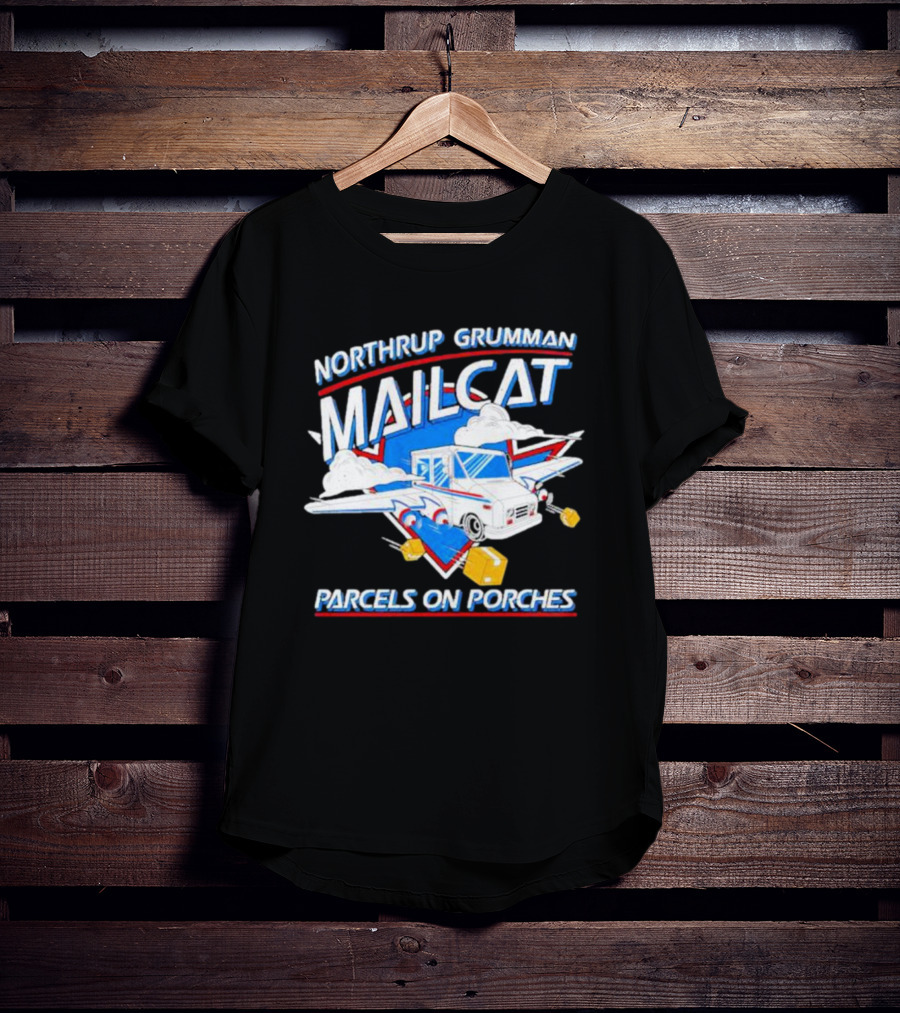 Northrup Grumman Mailcat Parcels On Porches Delivery Truck Clouds T-Shirt