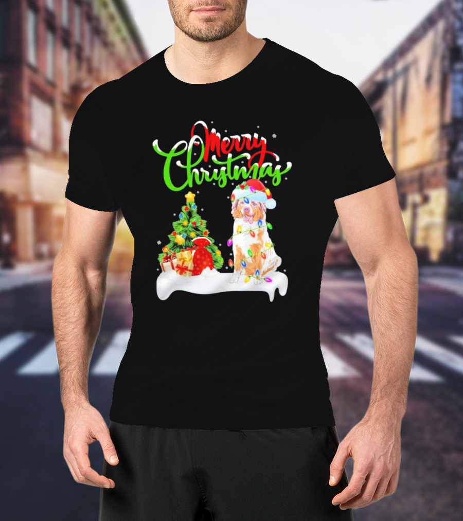 Merry Christmas Santa Australian Shepherd Dog Xmas Decorations T-Shirt