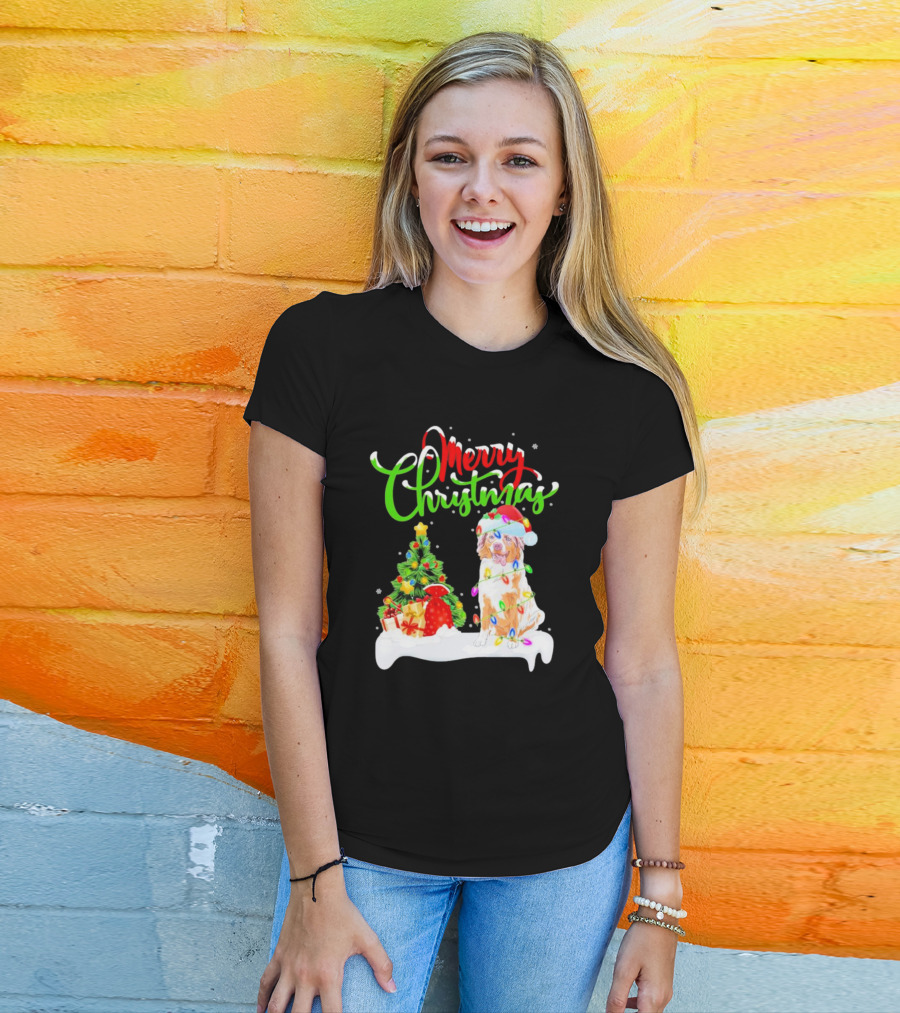Merry Christmas Santa Australian Shepherd Dog Xmas Decorations T-Shirt