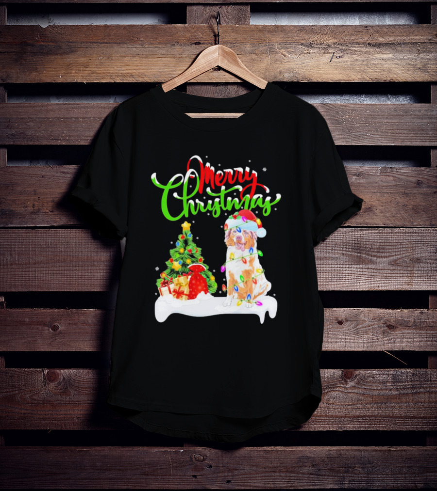 Merry Christmas Santa Australian Shepherd Dog Xmas Decorations T-Shirt