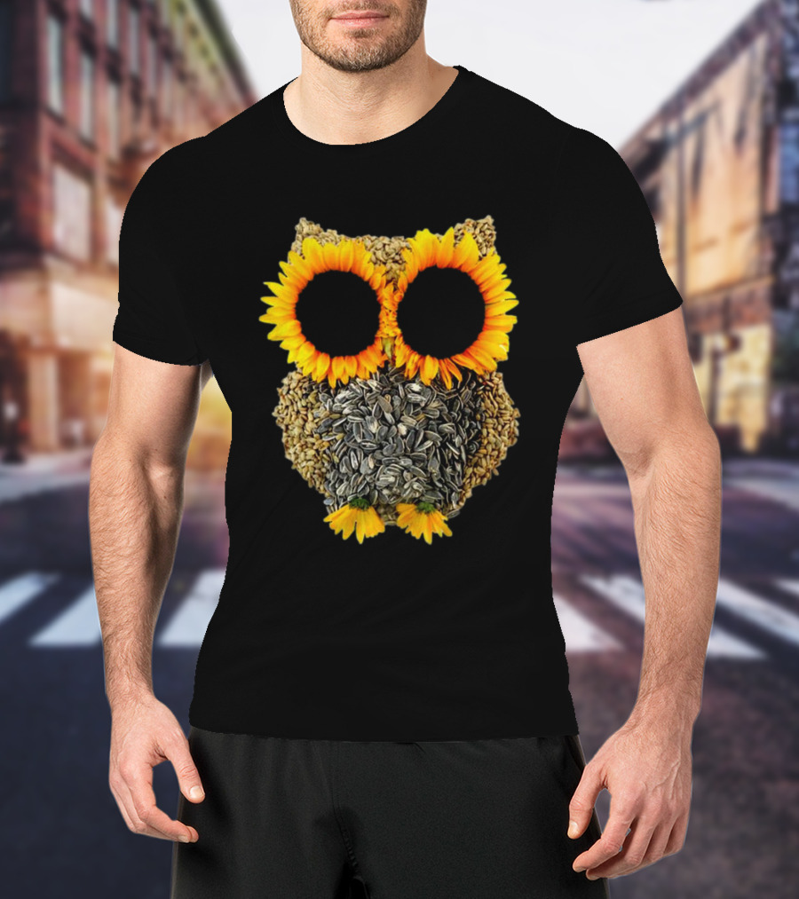 Sunflower Seed Owl With Bright Sunflower Eyes T-Shirt