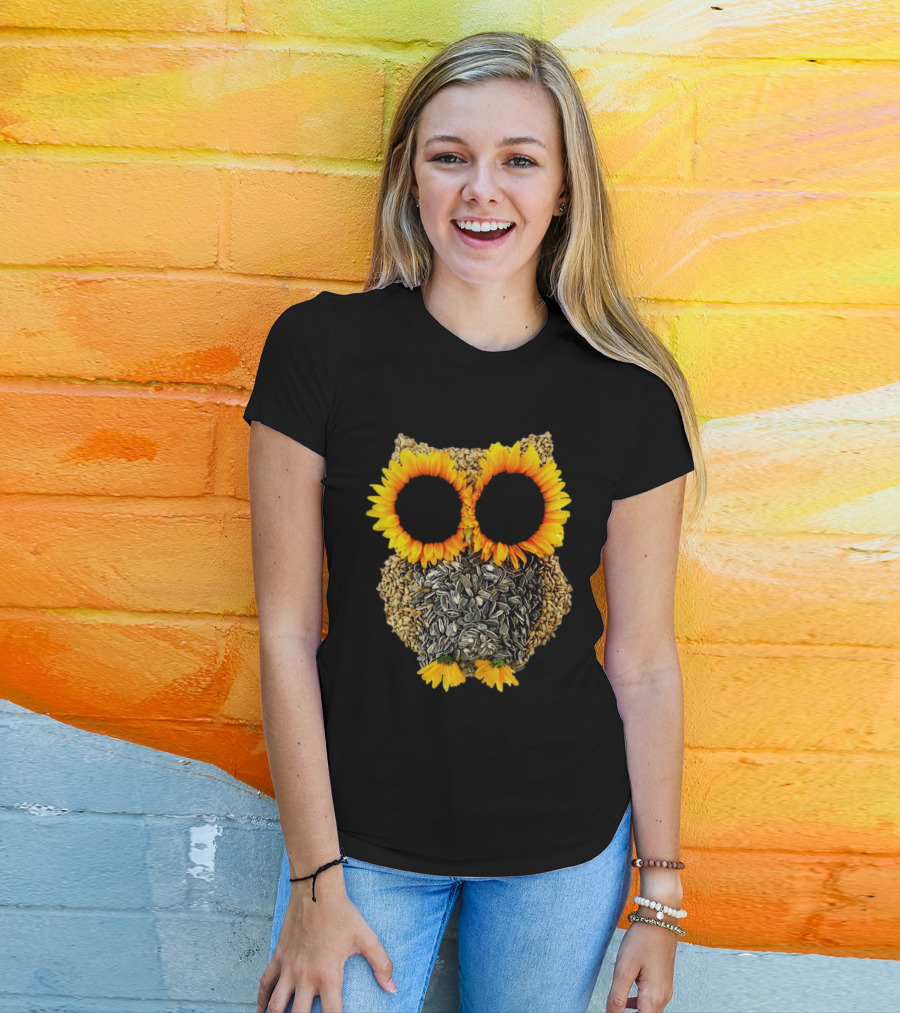Sunflower Seed Owl With Bright Sunflower Eyes T-Shirt