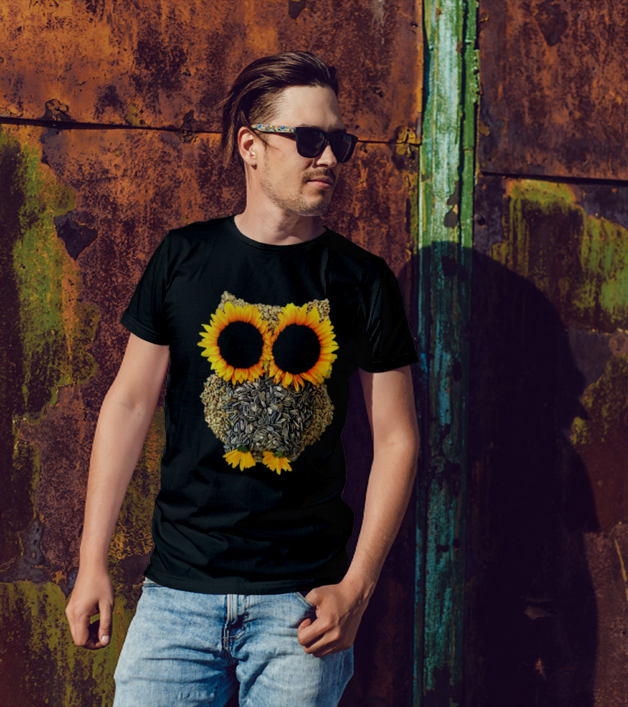 Sunflower Seed Owl With Bright Sunflower Eyes T-Shirt