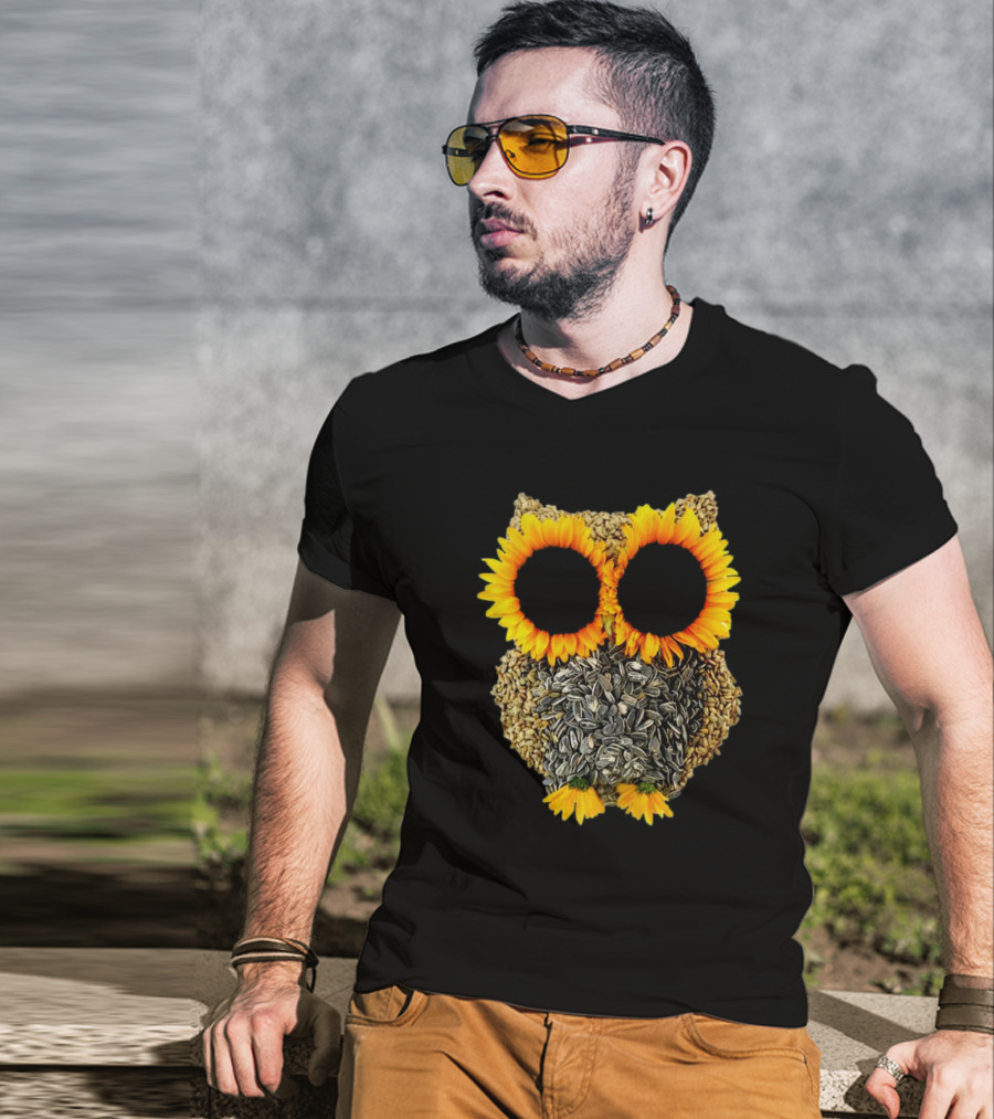 Sunflower Seed Owl With Bright Sunflower Eyes T-Shirt
