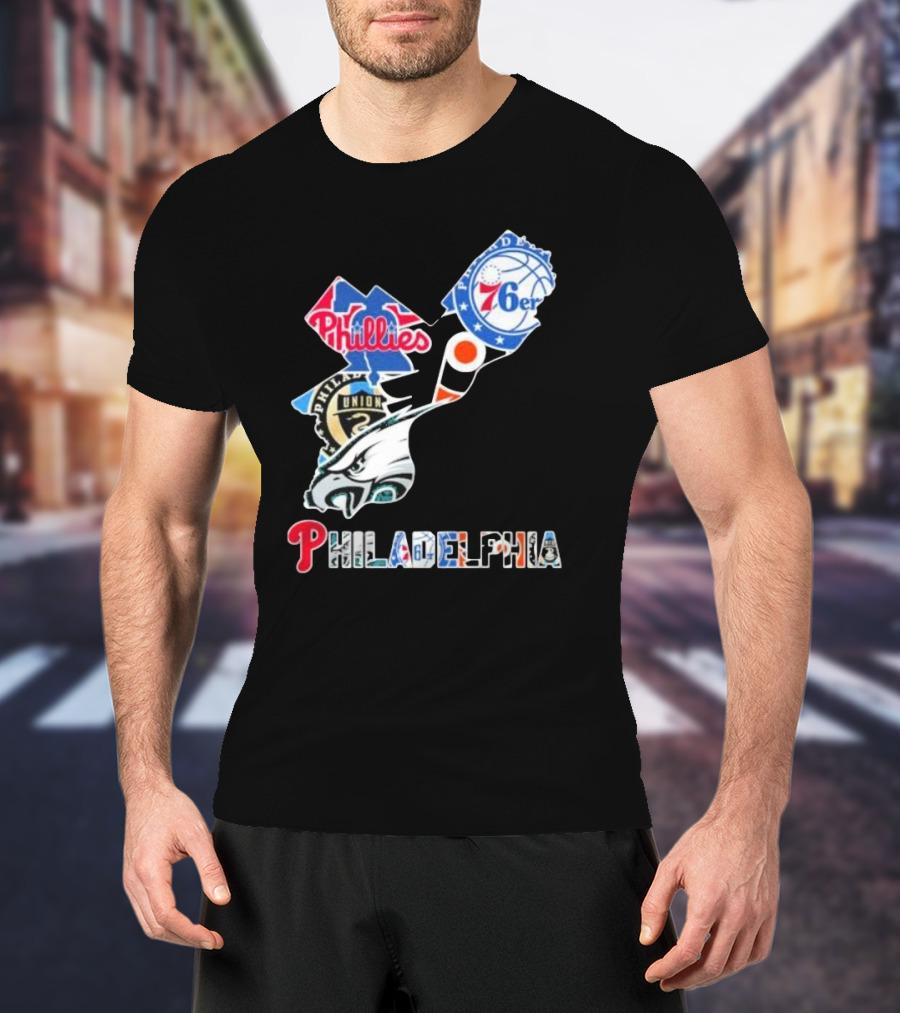 Philadelphia Eagles Phillies 76ers Union Flyers T-Shirt