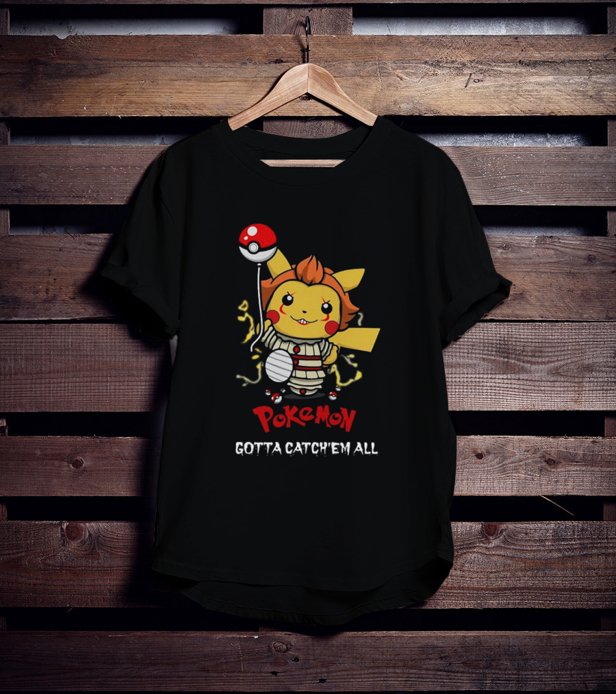 Pikachu Pennywise Pokemon Gotta Catch'em All Balloon Mashup T-Shirt