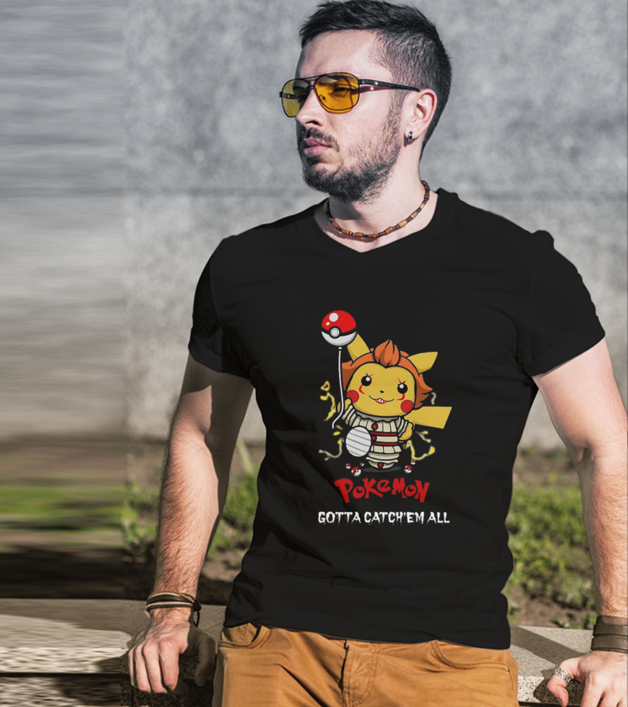 Pikachu Pennywise Pokemon Gotta Catch'em All Balloon Mashup T-Shirt